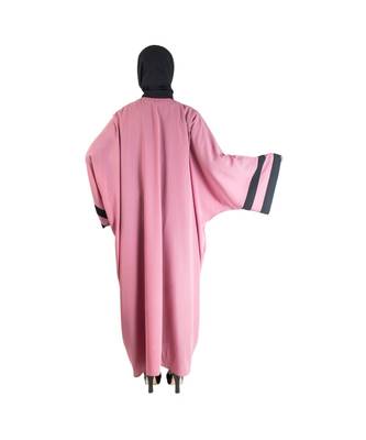 Pink plain chiffon abaya 2