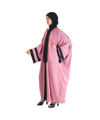 Pink plain chiffon abaya 3