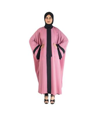 Pink plain chiffon abaya 5