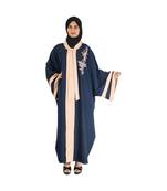 Blue embroidered chiffon abaya