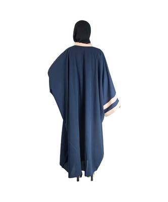 Blue embroidered chiffon abaya 2