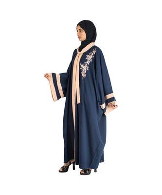 Blue embroidered chiffon abaya 3
