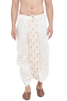 Cream Plain Silk Blend Dhotis
