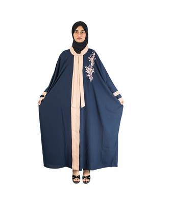 Blue embroidered chiffon abaya 4