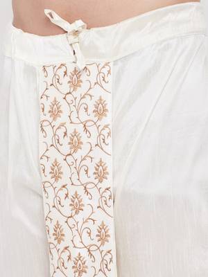 Cream Plain Silk Blend Dhotis 4