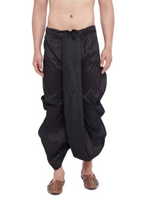 Black Plain Silk Blend Dhotis 1