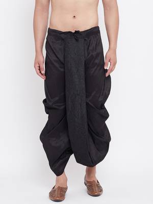 Black Plain Silk Blend Dhotis 2