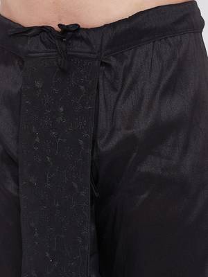 Black Plain Silk Blend Dhotis 4