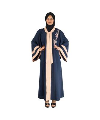Blue embroidered chiffon abaya 5
