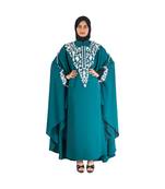 Blue embroidered chiffon abaya