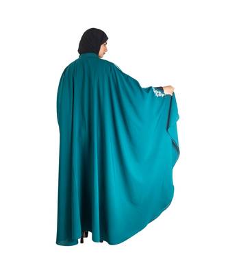 Blue embroidered chiffon abaya 2