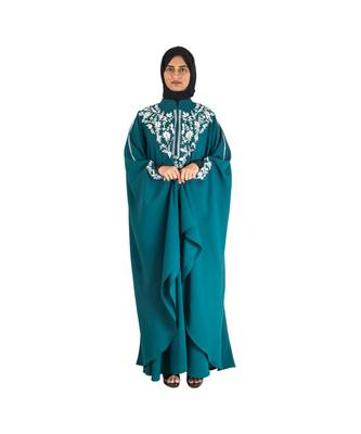 Blue embroidered chiffon abaya 4