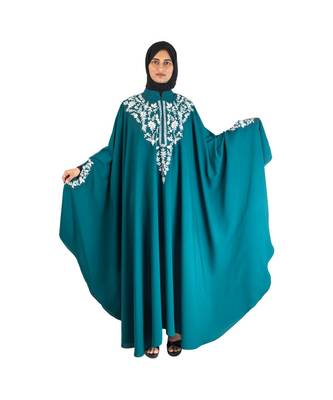 Blue embroidered chiffon abaya 5