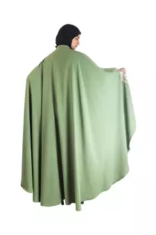 Green embroidered chiffon abaya