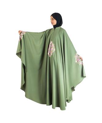 Green embroidered chiffon abaya 3