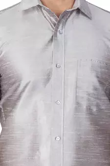 Grey Plain Silk Blend Shirt