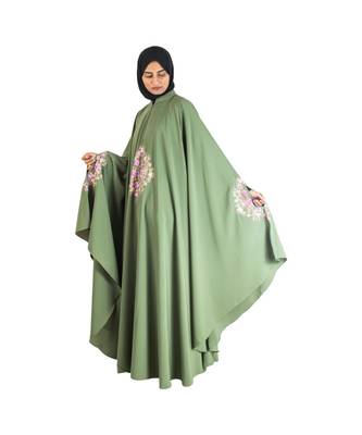 Green embroidered chiffon abaya 4