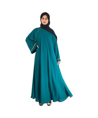 Green plain chiffon abaya 1