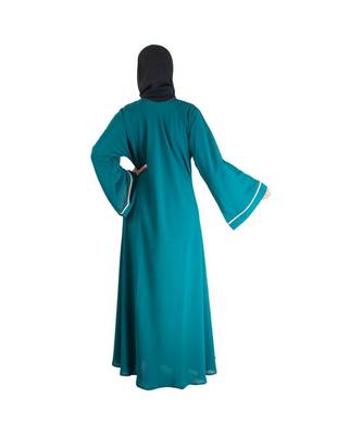 Green plain chiffon abaya 2
