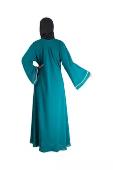 Green plain chiffon abaya
