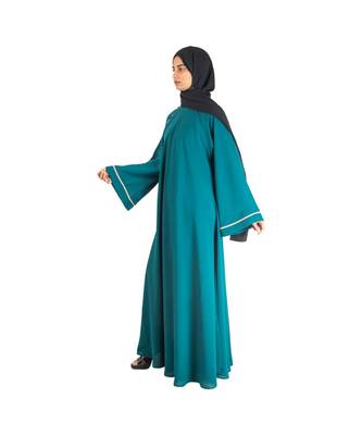 Green plain chiffon abaya 3