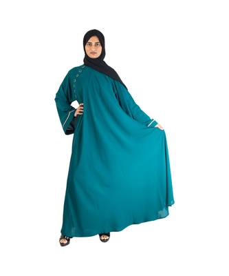 Green plain chiffon abaya 4