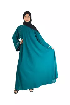 Green plain chiffon abaya