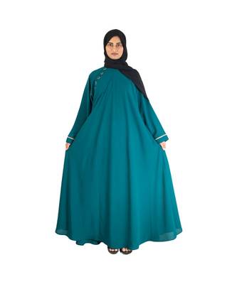 Green plain chiffon abaya 5