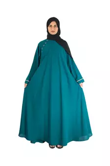 Green plain chiffon abaya