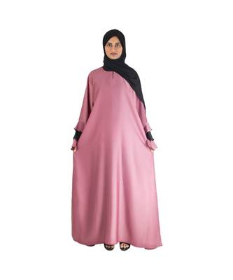 Pink plain art silk abaya 1