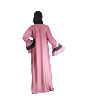 Pink plain art silk abaya 2