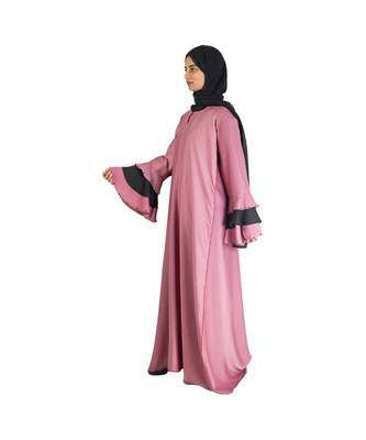 Pink plain art silk abaya 3
