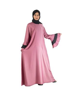 Pink plain art silk abaya 4