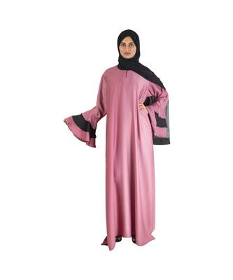 Pink plain art silk abaya 5