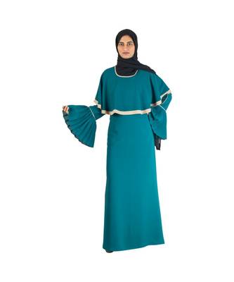 Green plain chiffon abaya 1