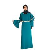Green plain chiffon abaya