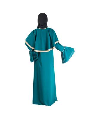 Green plain chiffon abaya 2