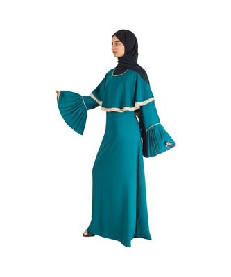 Green plain chiffon abaya 3
