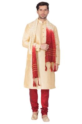 Gold plain silk blend kurta-pajama 2