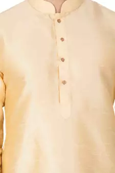 Gold plain silk blend kurta-pajama