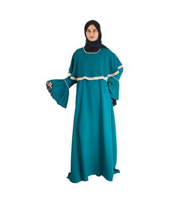 Green plain chiffon abaya 4