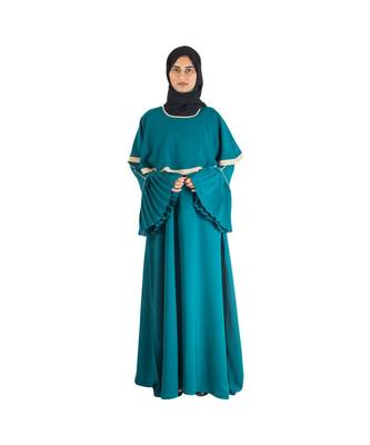 Green plain chiffon abaya 5