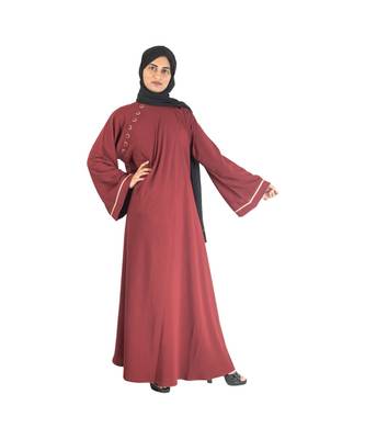 Maroon plain chiffon abaya 1