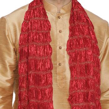 Gold plain silk blend kurta-pajama 4
