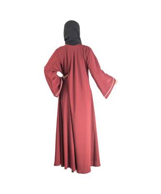 Maroon plain chiffon abaya 2