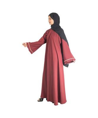 Maroon plain chiffon abaya 3