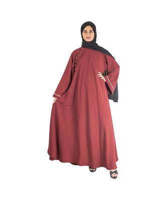 Maroon plain chiffon abaya 4