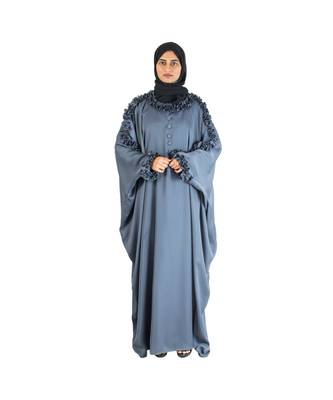 Grey plain art silk abaya 1