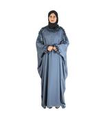 Grey plain art silk abaya