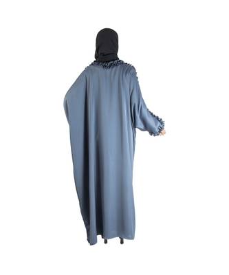 Grey plain art silk abaya 2